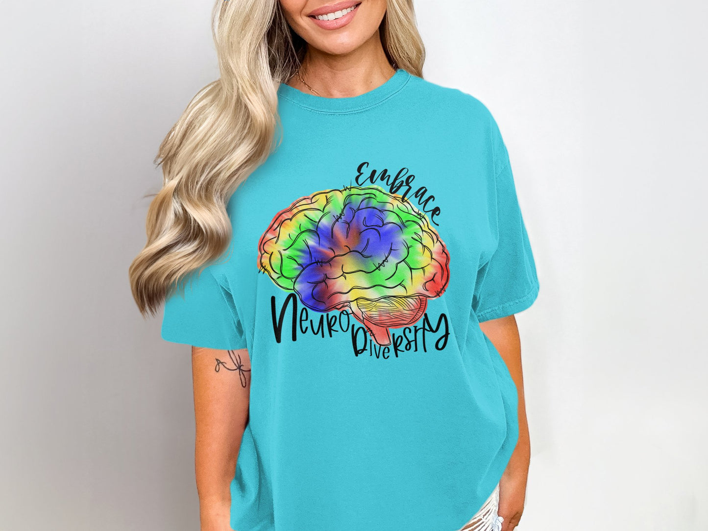Embrace Neuro Diversity Colorful Brain Graphic Shirt