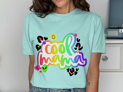 Colorful Cool Mama Graphic T-Shirt With Fun Designs