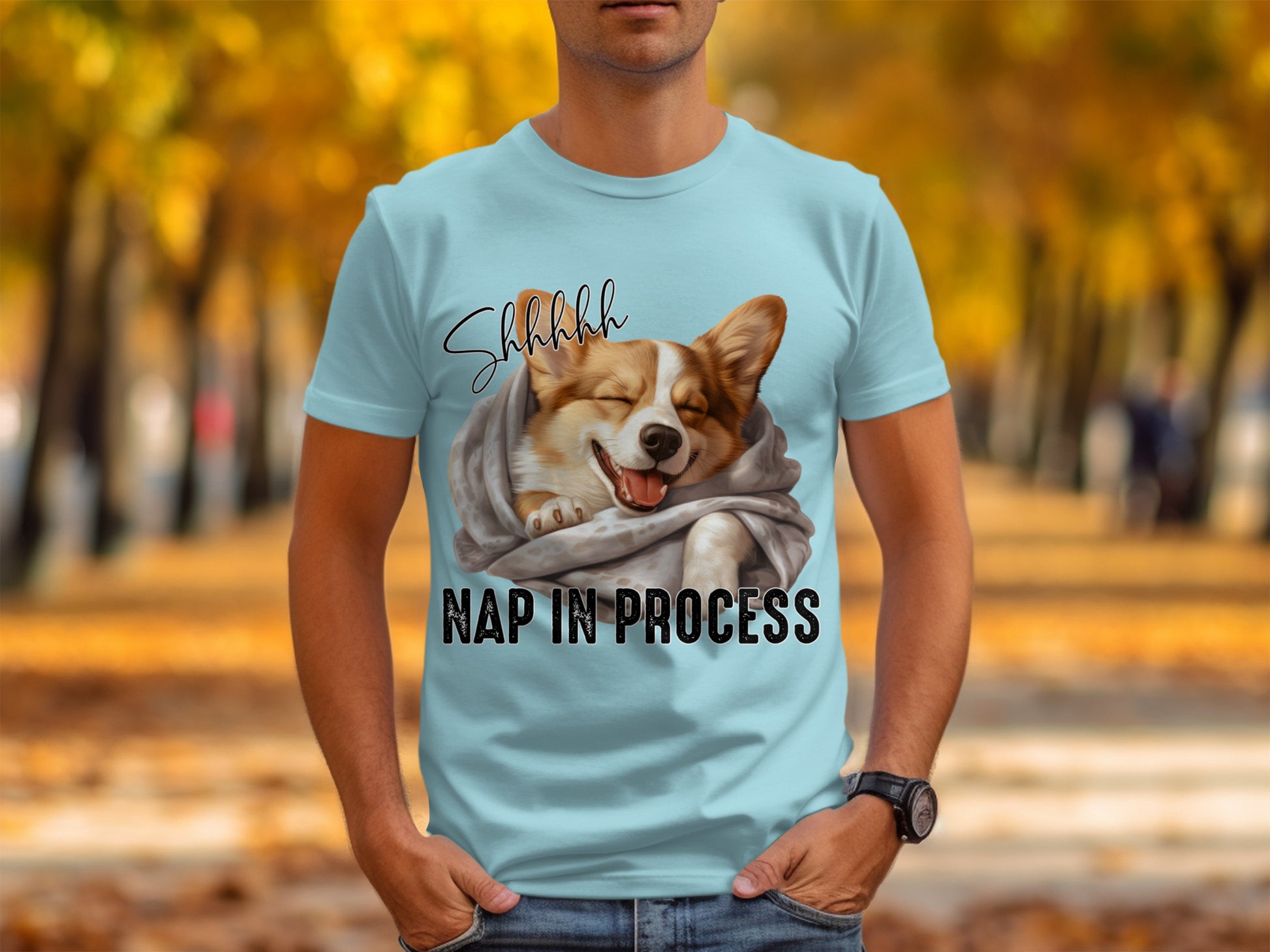 Relaxing Dog Nap In Process Graphic T-Shirt