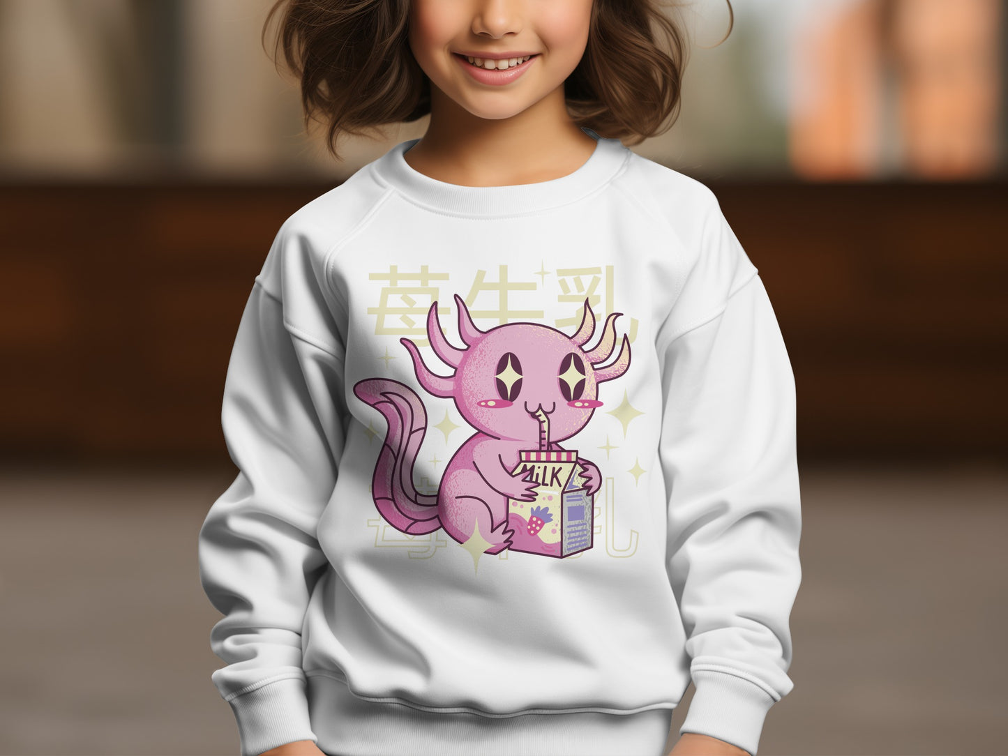 Playful Anime Kitty Drinking Milk Sweatshirt