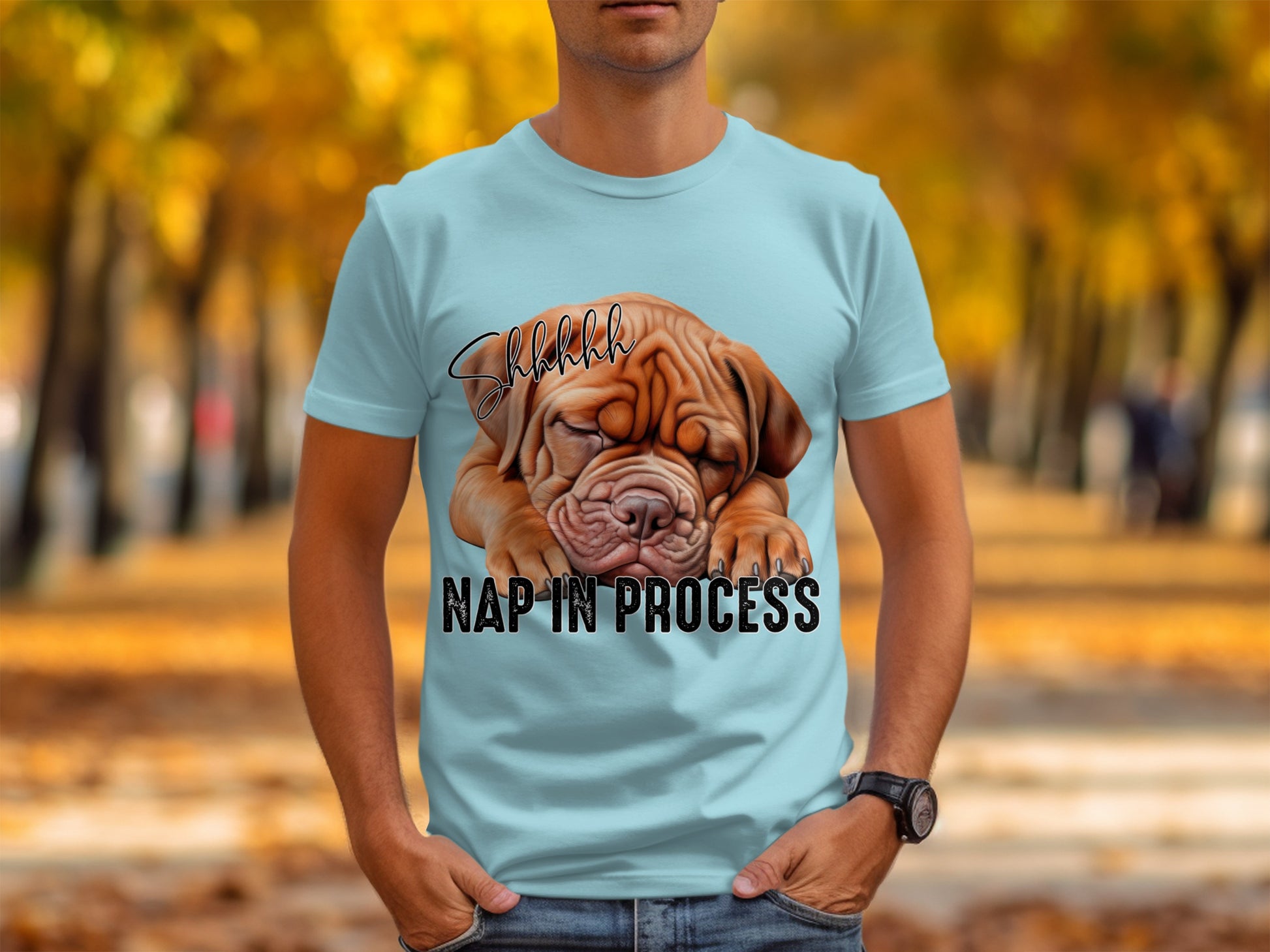 Nap in Process T-Shirt with Adorable Puppy Design