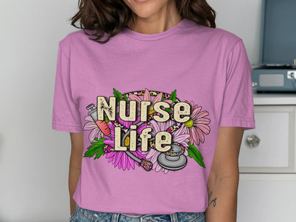 Nurse Life Floral Design Graphic Tee product