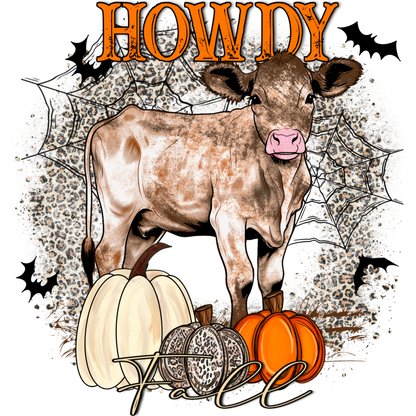 Howdy Fall with Cows and Pumpkins Art Print