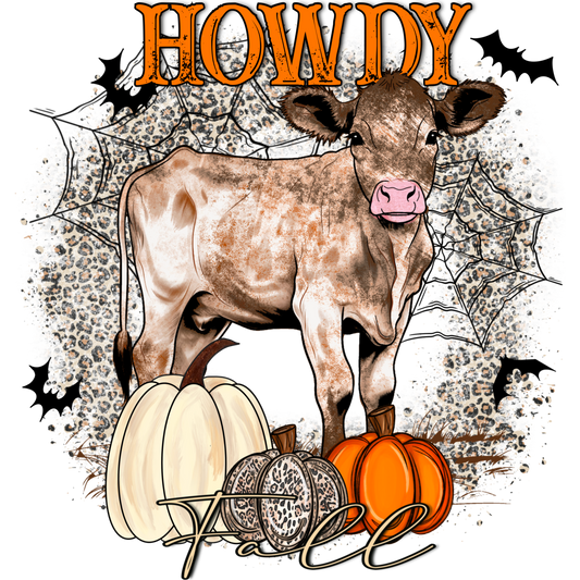 Howdy Fall with Cows and Pumpkins Art Print
