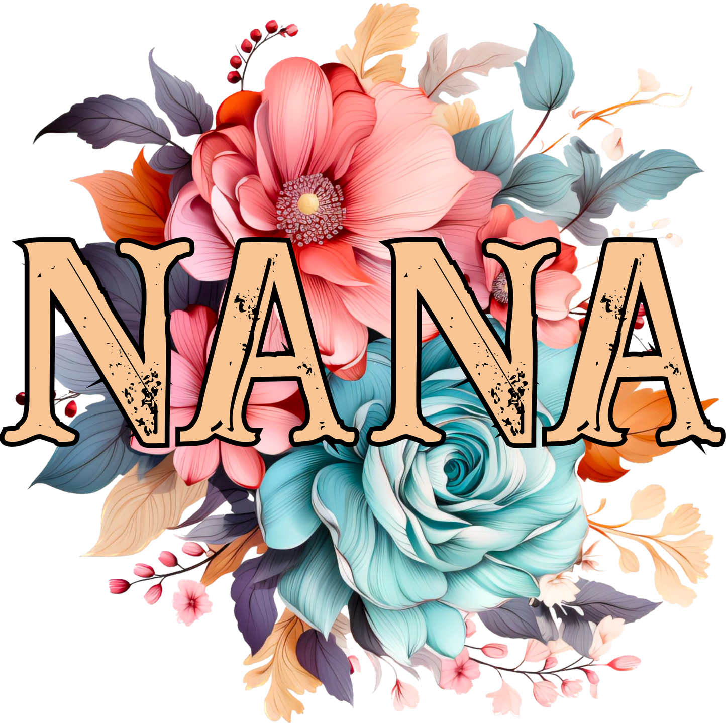 Vibrant Floral Nana Graphic Art Poster Decor Gift
