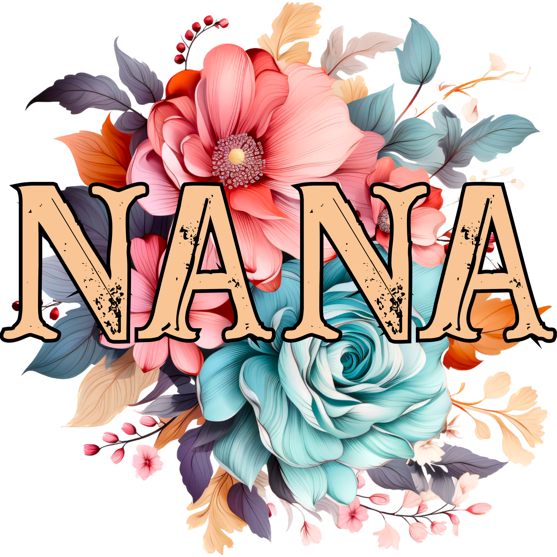 Vibrant Floral Nana Graphic Art Poster Decor Gift