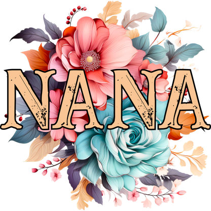 Vibrant Floral Nana Graphic Art Poster Decor Gift
