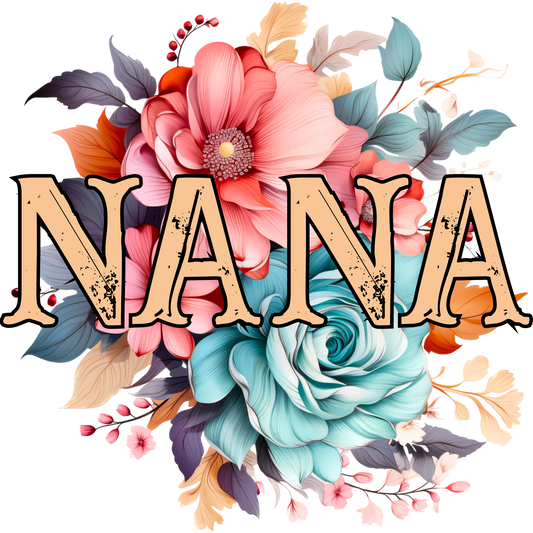 Vibrant Floral Nana Graphic Art Poster Decor Gift