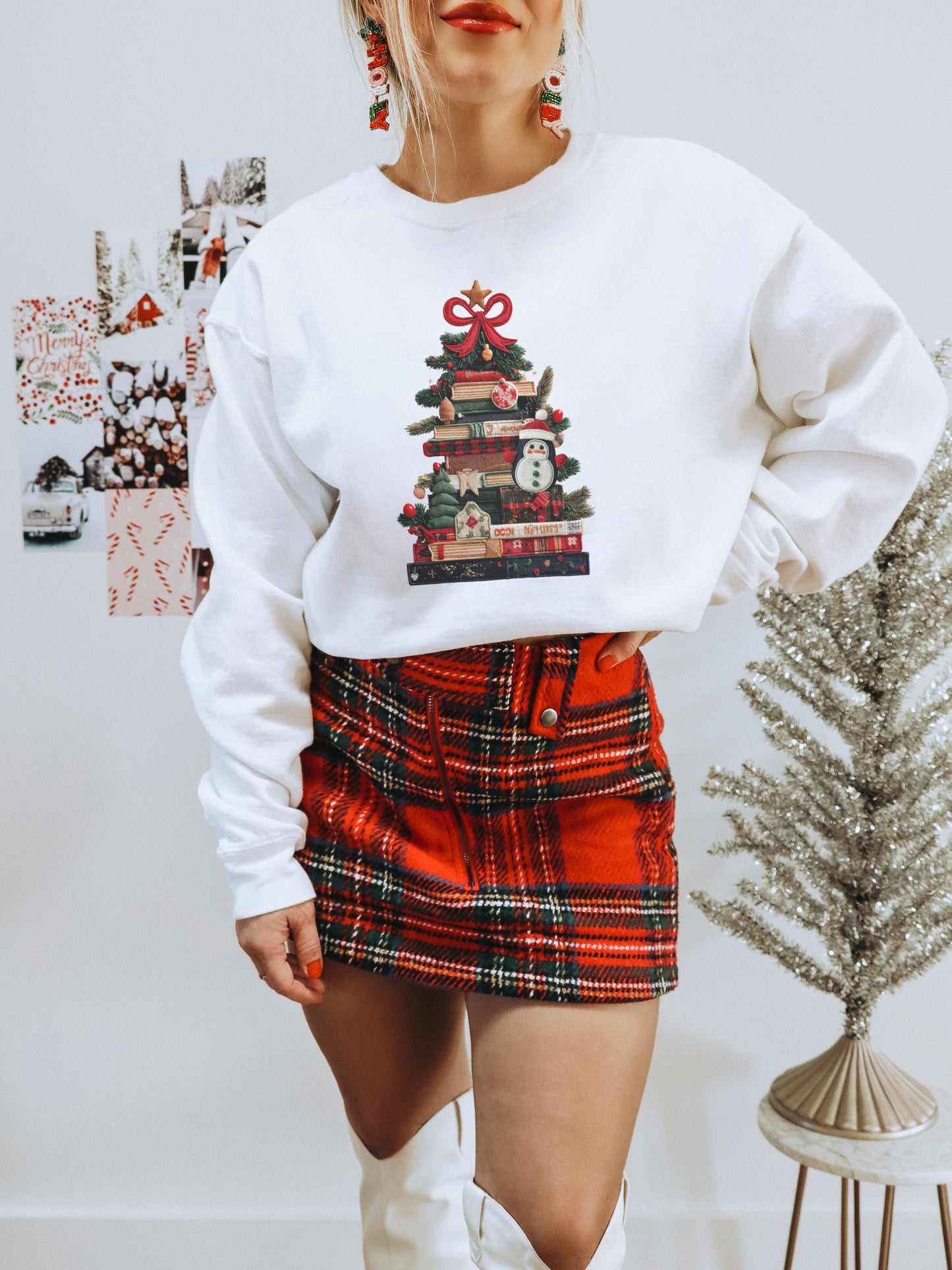 Festive Holiday Sweatshirt with Christmas Tree Design