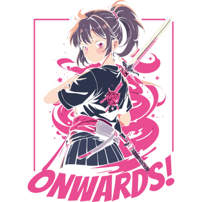 Onwards Anime Girl Sword Art Graphic T-Shirt