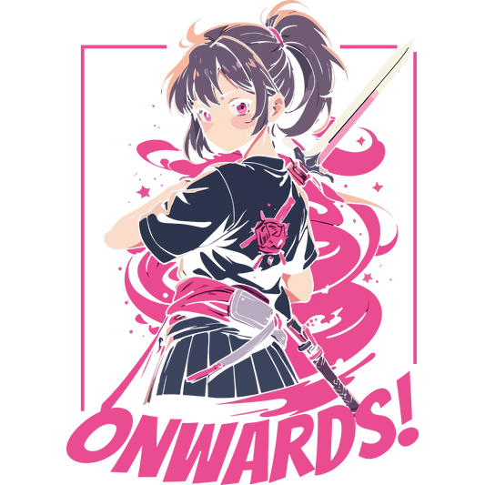 Onwards Anime Girl Sword Art Graphic T-Shirt