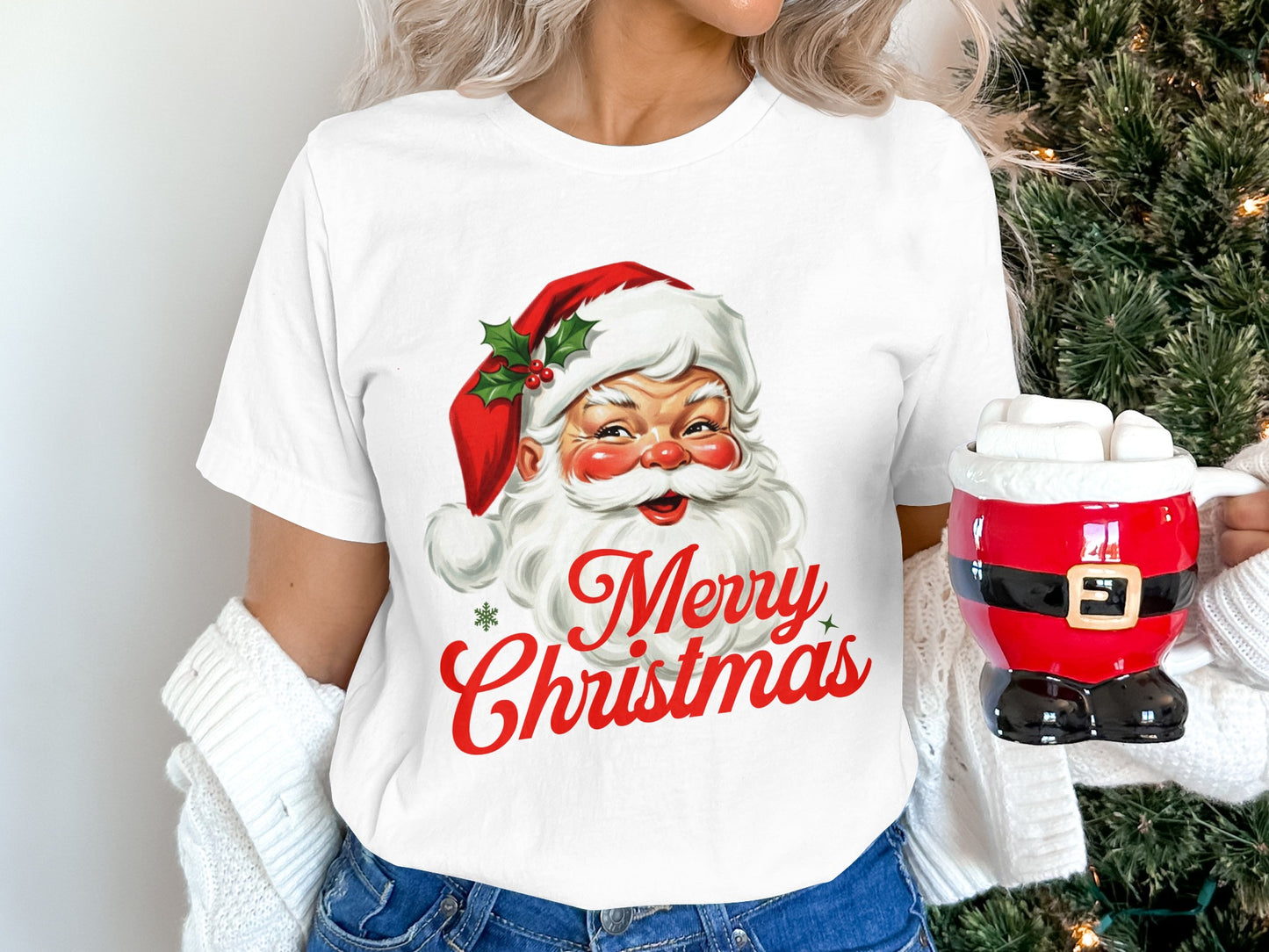 Merry Christmas Santa Claus Graphic Print Shirt