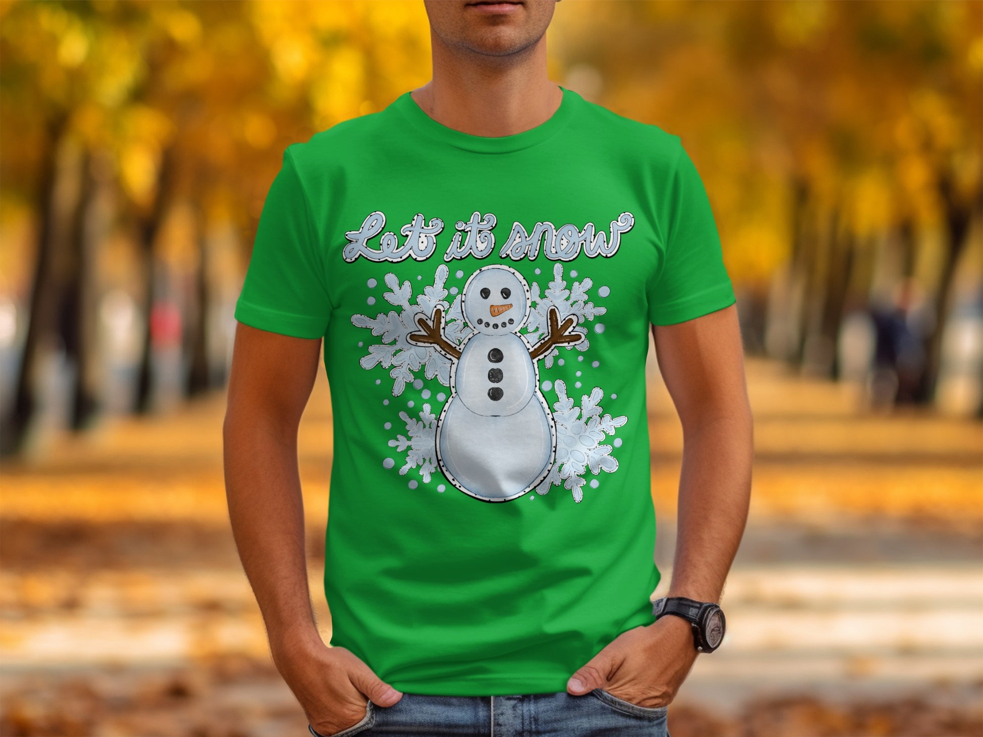 Let It Snow Cute Snowman Graphic T-Shirt Product
