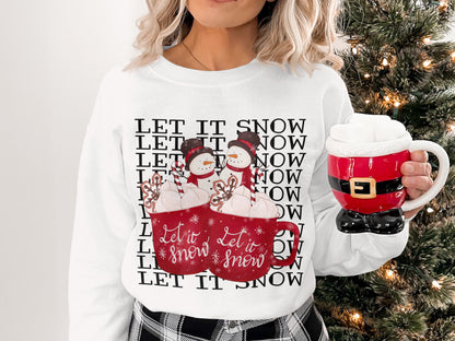 Let It Snow Snowmen Christmas Sweatshirt Holiday Apparel