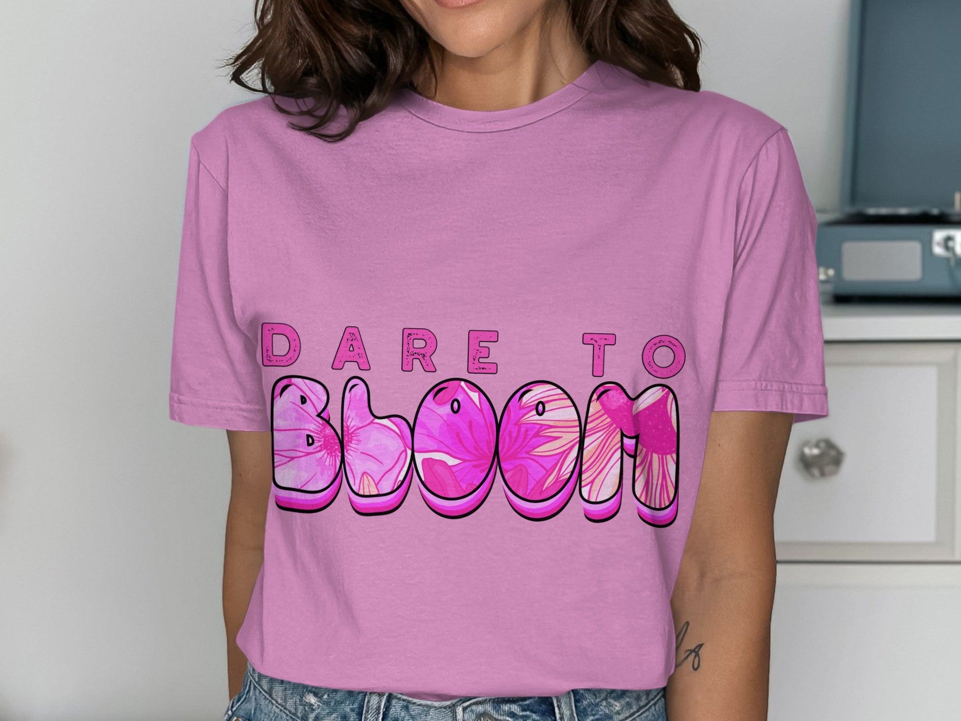 Dare to Bloom Motivational Graphic Tee