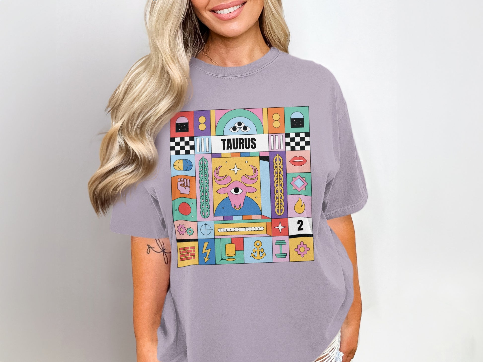 Taurus Horoscope Graphic Tee with Vibrant Illustration
