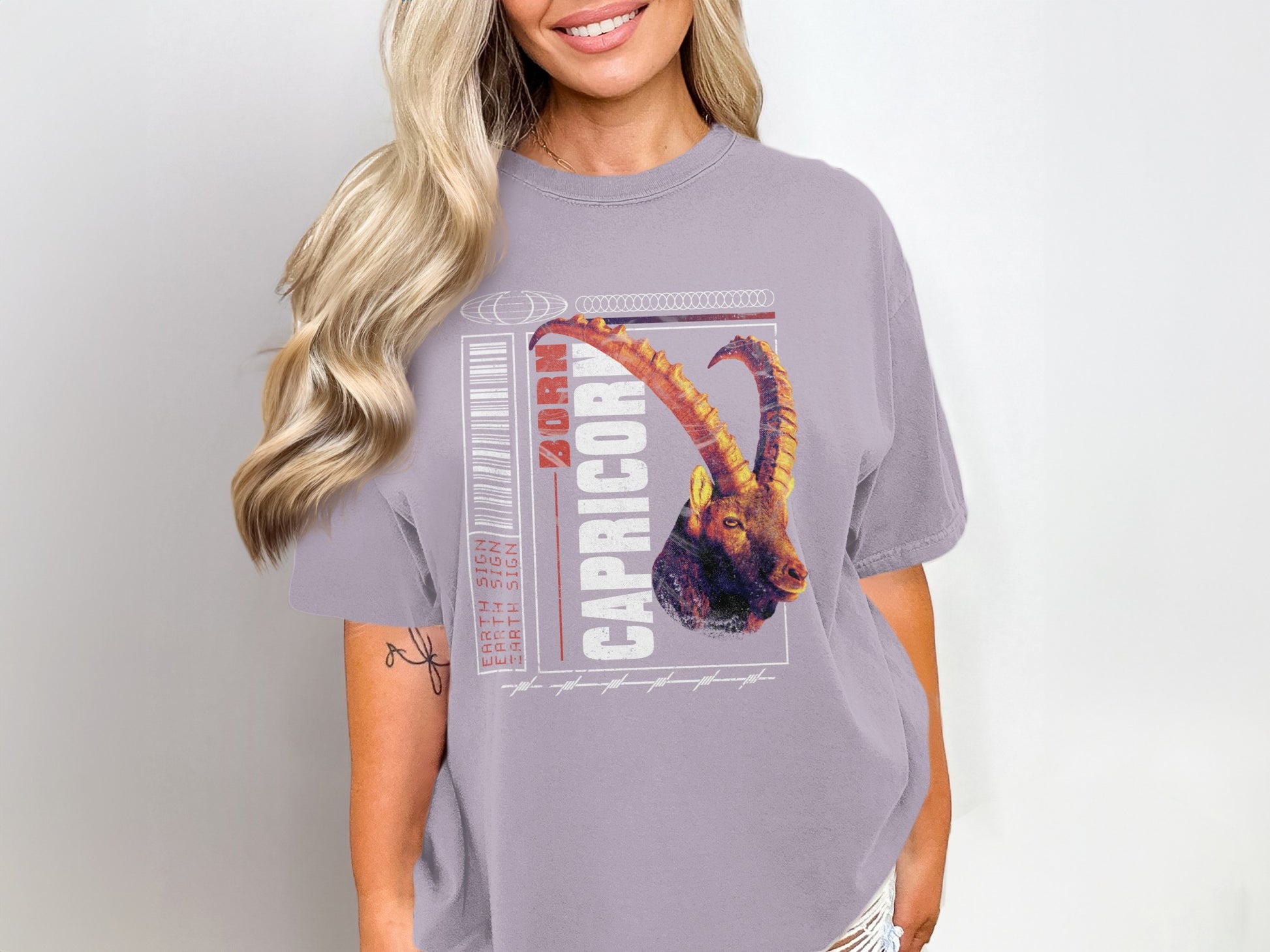 Capricorn Zodiac Oversized Graphic Tee Shirt