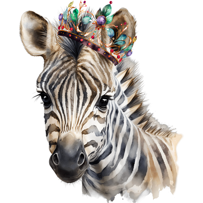 Adorable Zebra with Floral Crown Art Print
