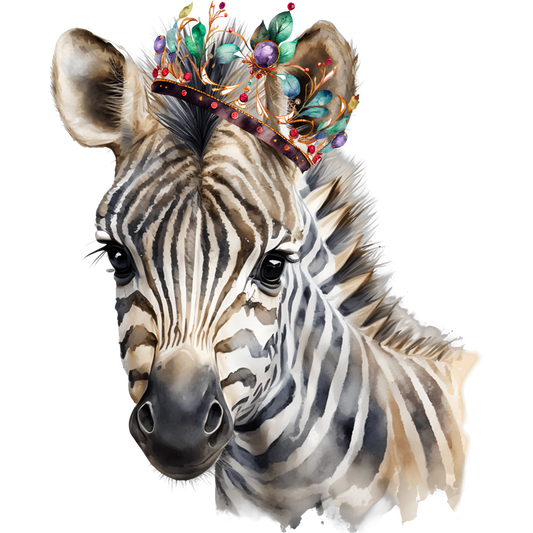 Adorable Zebra with Floral Crown Art Print