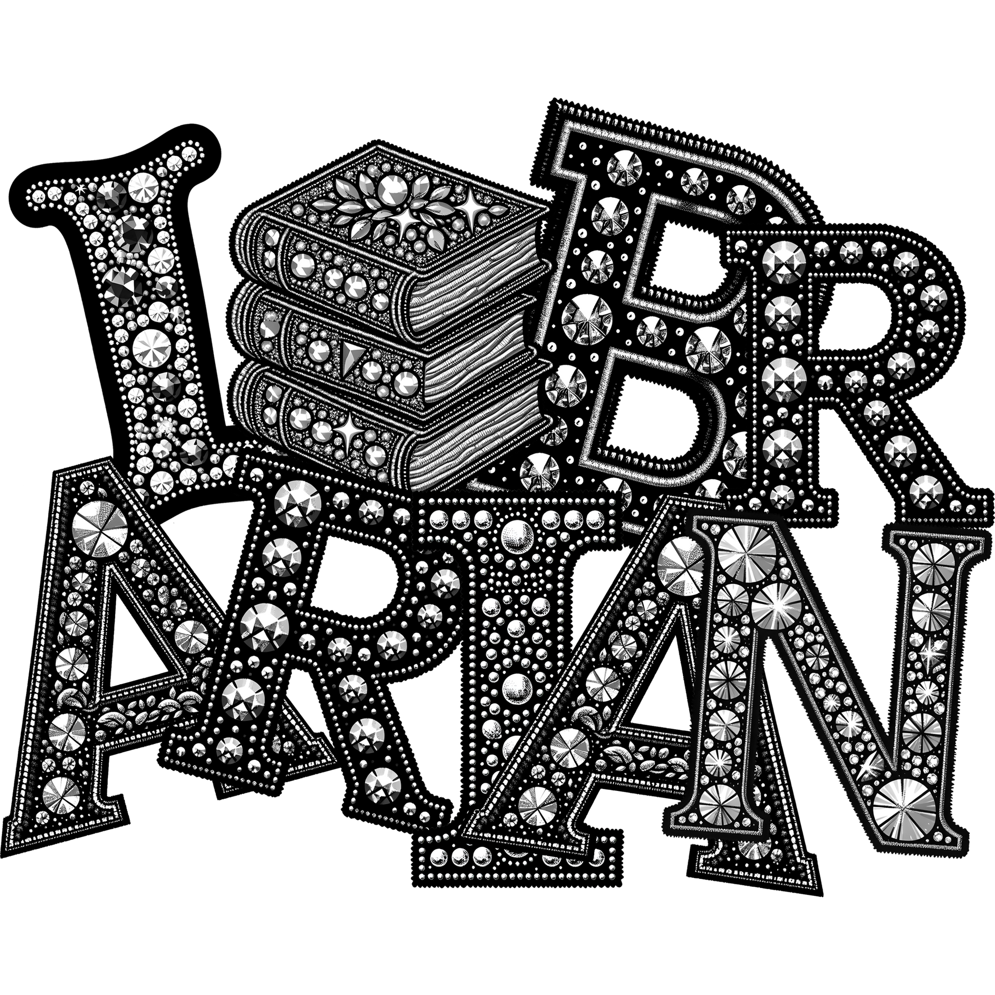 I Love Librarian Rhinestone Design Artwork