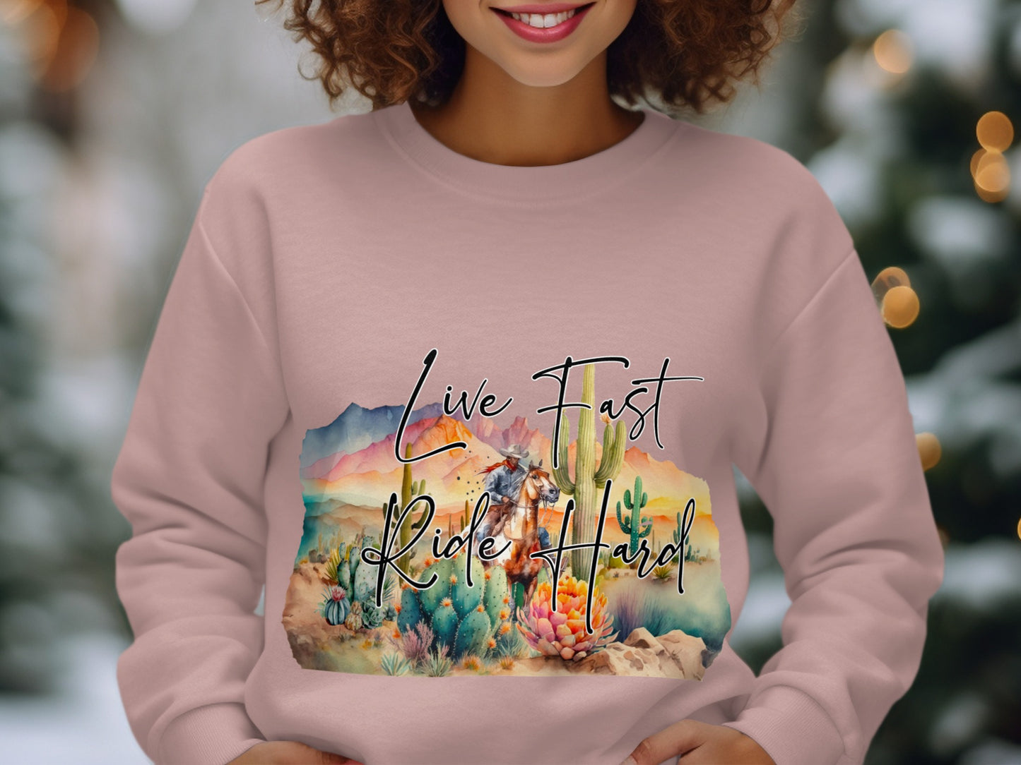 Live Fast Ride Hard Sweatshirt with Desert Scene