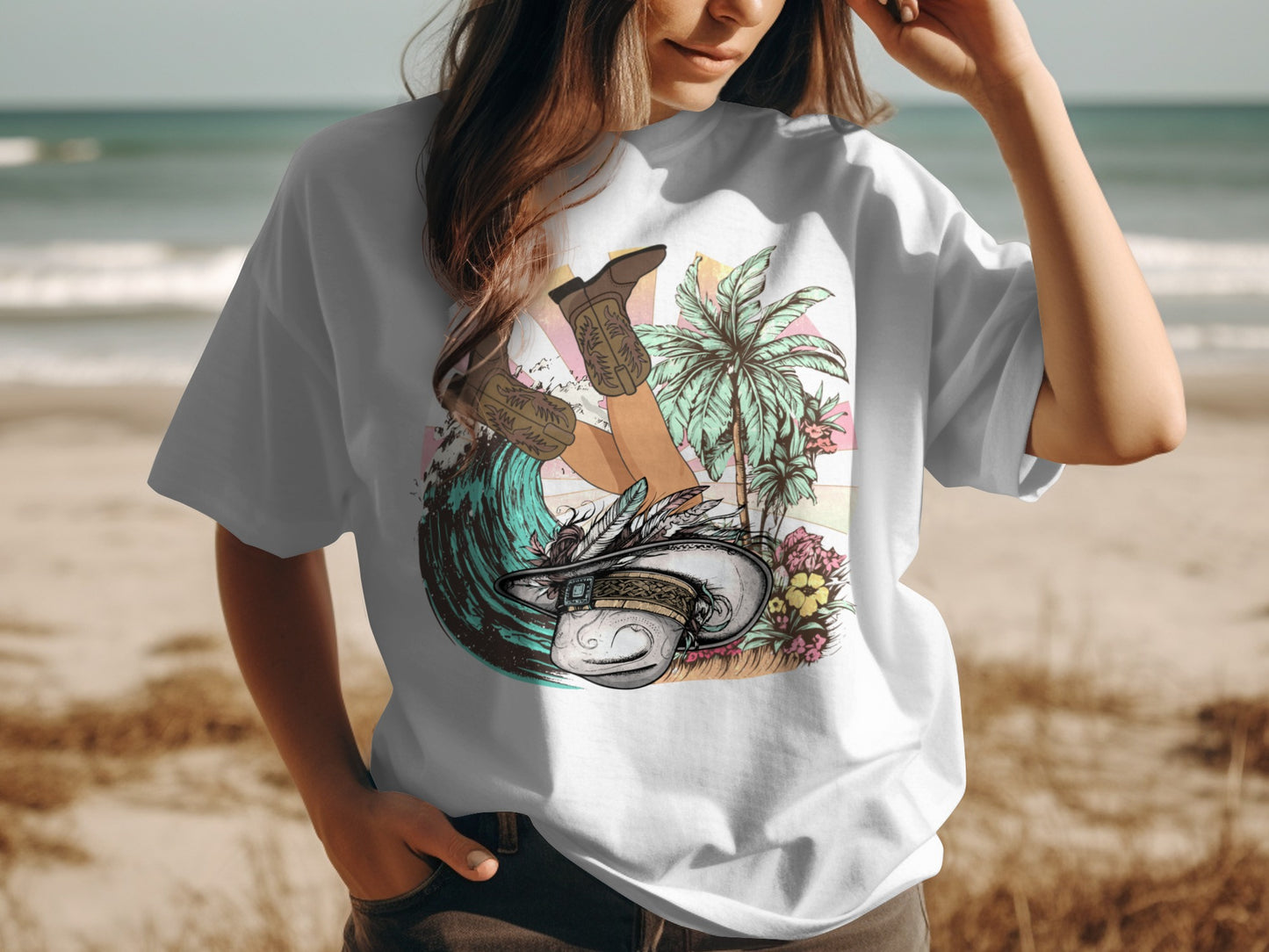 Tropical Island Cowgirl Graphic Tee