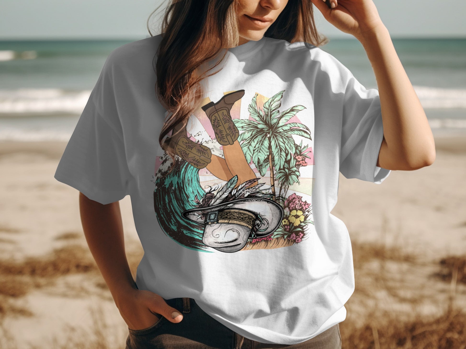 Tropical Island Cowgirl Graphic Tee