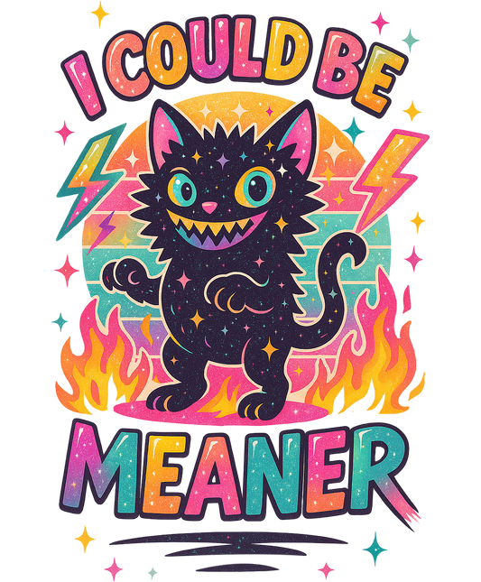I Could Be Meaner T-Shirt, Galaxy Cat Shirt, Funny Cat Tee, Sarcastic Cat, Retro Cat Shirt, Meme Shirt, Cat Lover Gift, Trendy Shirt