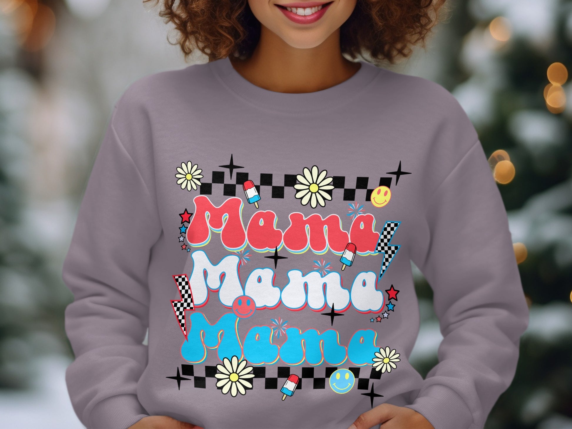 Playful Mama Graphic Design on Cozy Sweatshirt
