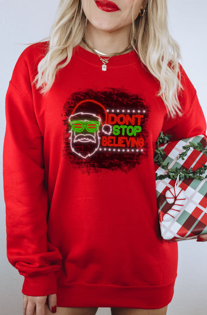 Don't Stop Believing Santa Sweatshirt Christmas Gift