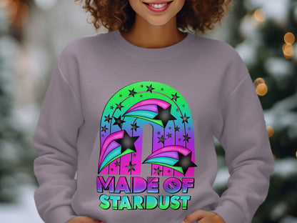 Made of Stardust Sweatshirt with Colorful Rainbow Star Design