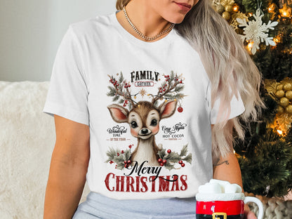 Family Christmas Deer Shirt Festive Holiday Tee