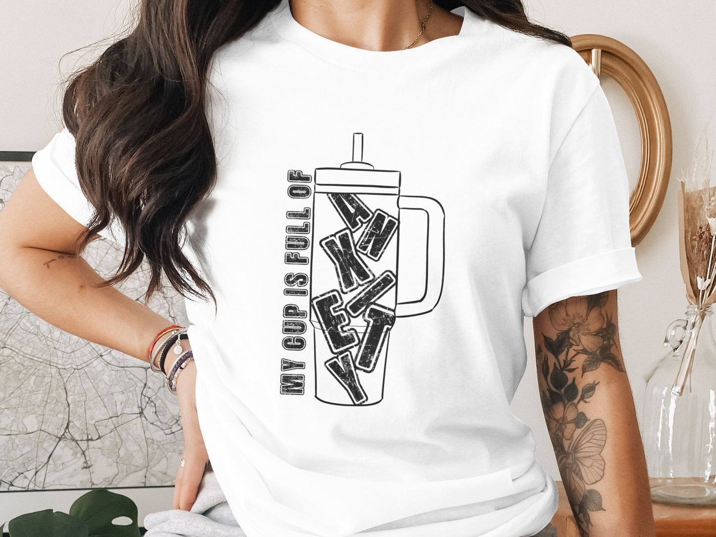Trendy Graphic Tee My Cup is Full of Anxiety Shirt