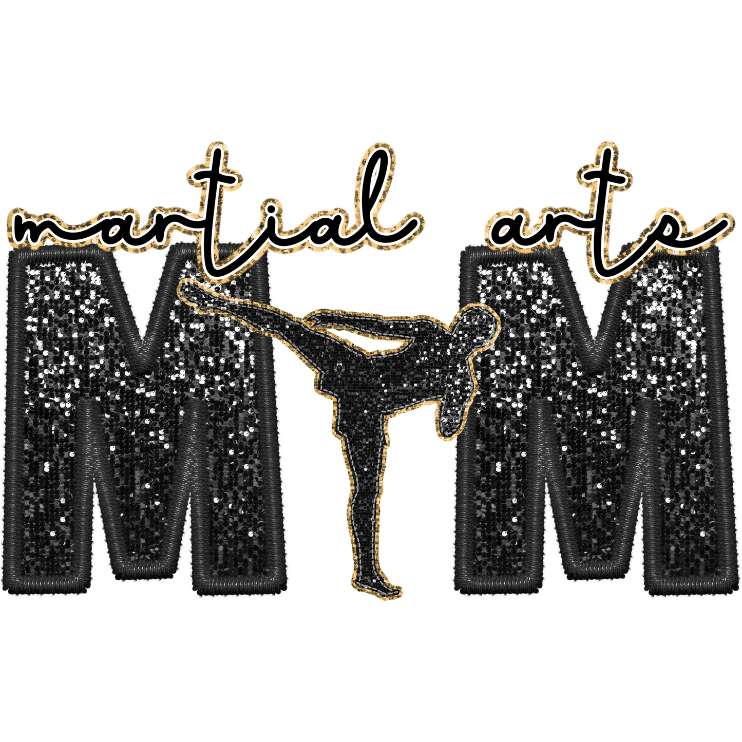 Stylish Black Sparkly Martial Arts Patch Decoration