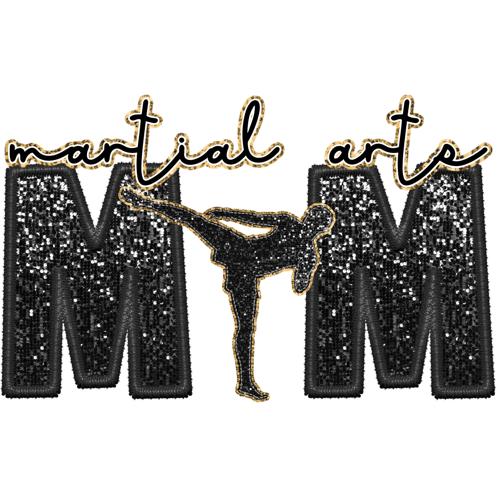 Stylish Black Sparkly Martial Arts Patch Decoration