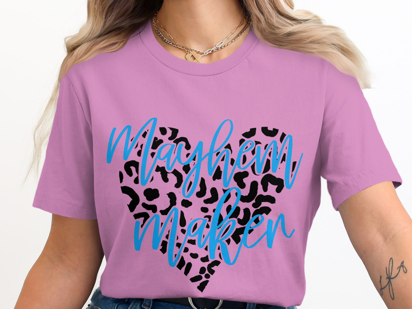 Maghem Maken Animal Print Heart Graphic T-shirt