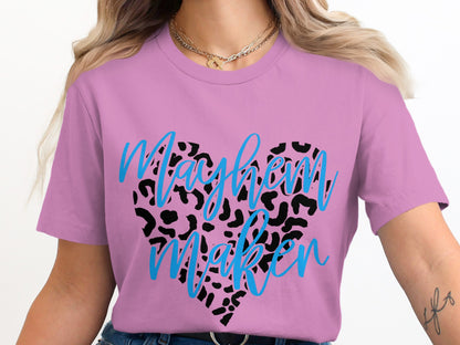 Maghem Maken Animal Print Heart Graphic T-shirt