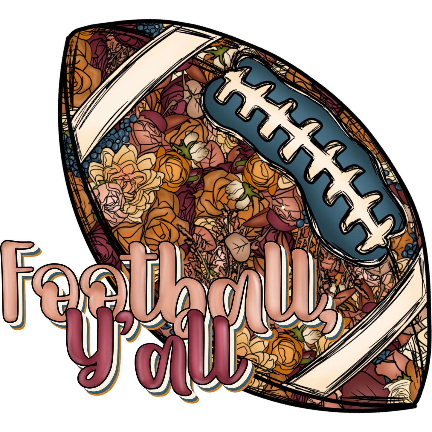 Football Y'all with Floral Pattern