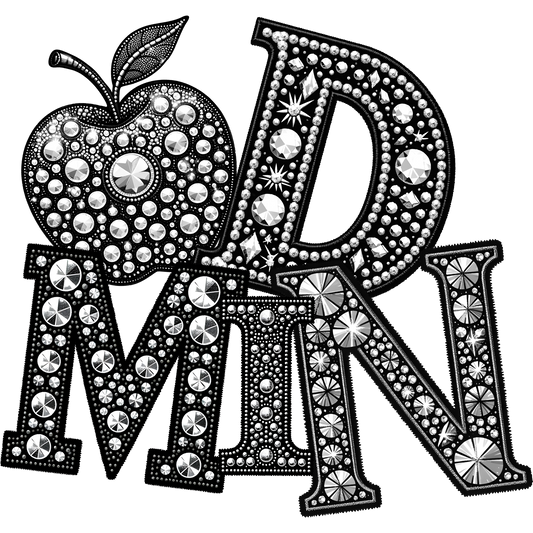 Sparkling Rhinestone Apple and Letters Art Decor