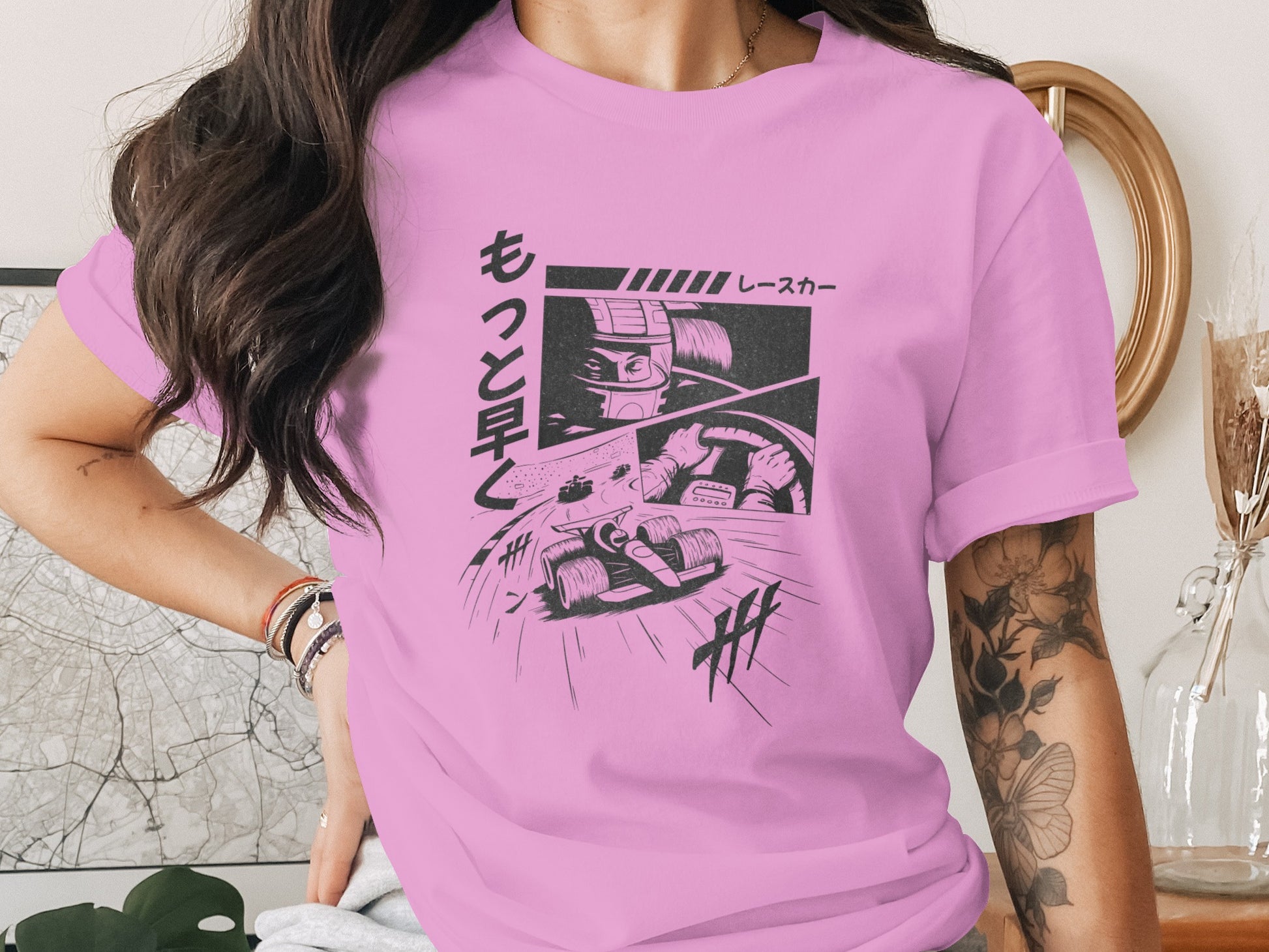 Graphic T-Shirt with Unique Japanese Racing Design
