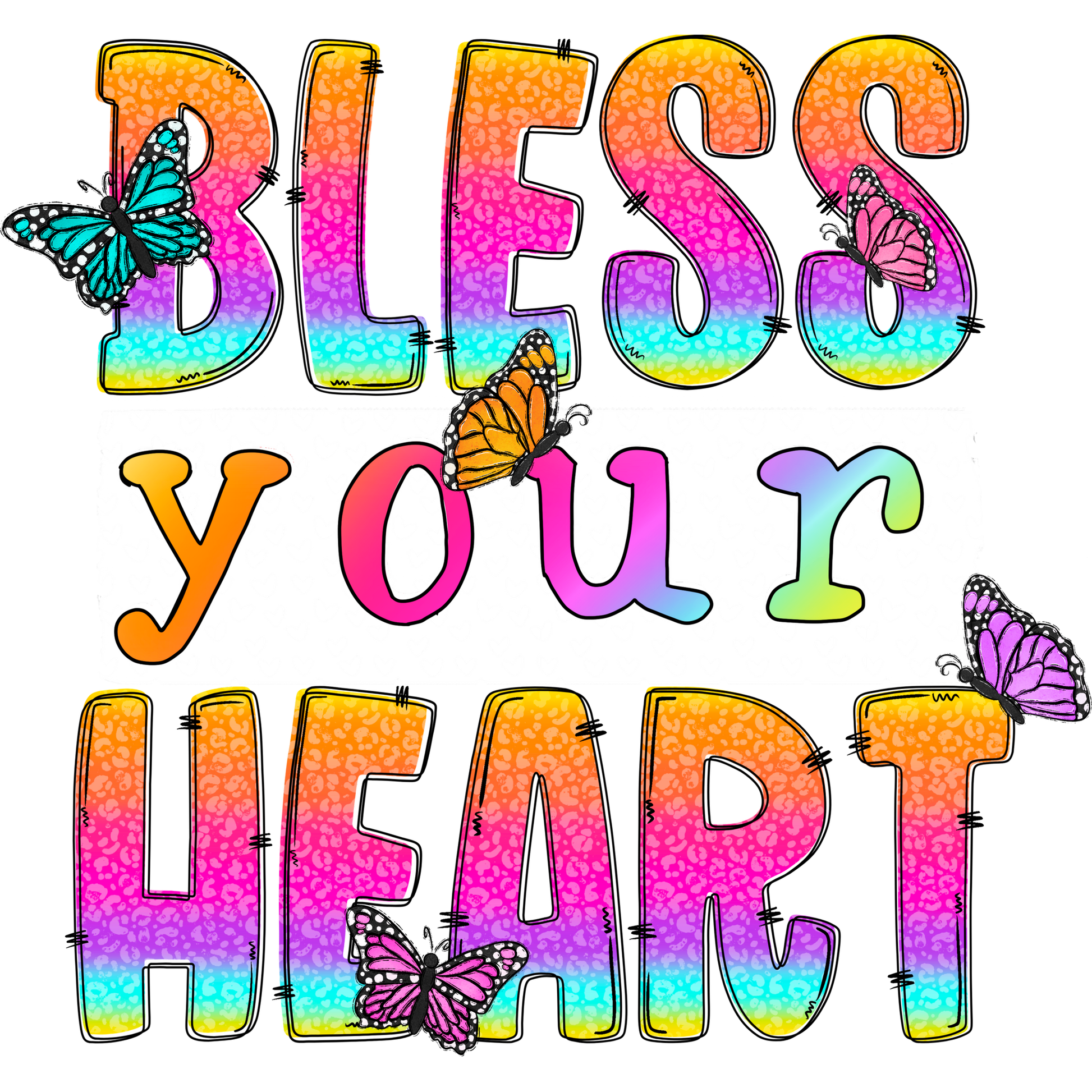 Rainbow Lettering Bless Your Heart Design Product