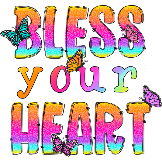 Rainbow Lettering Bless Your Heart Design Product