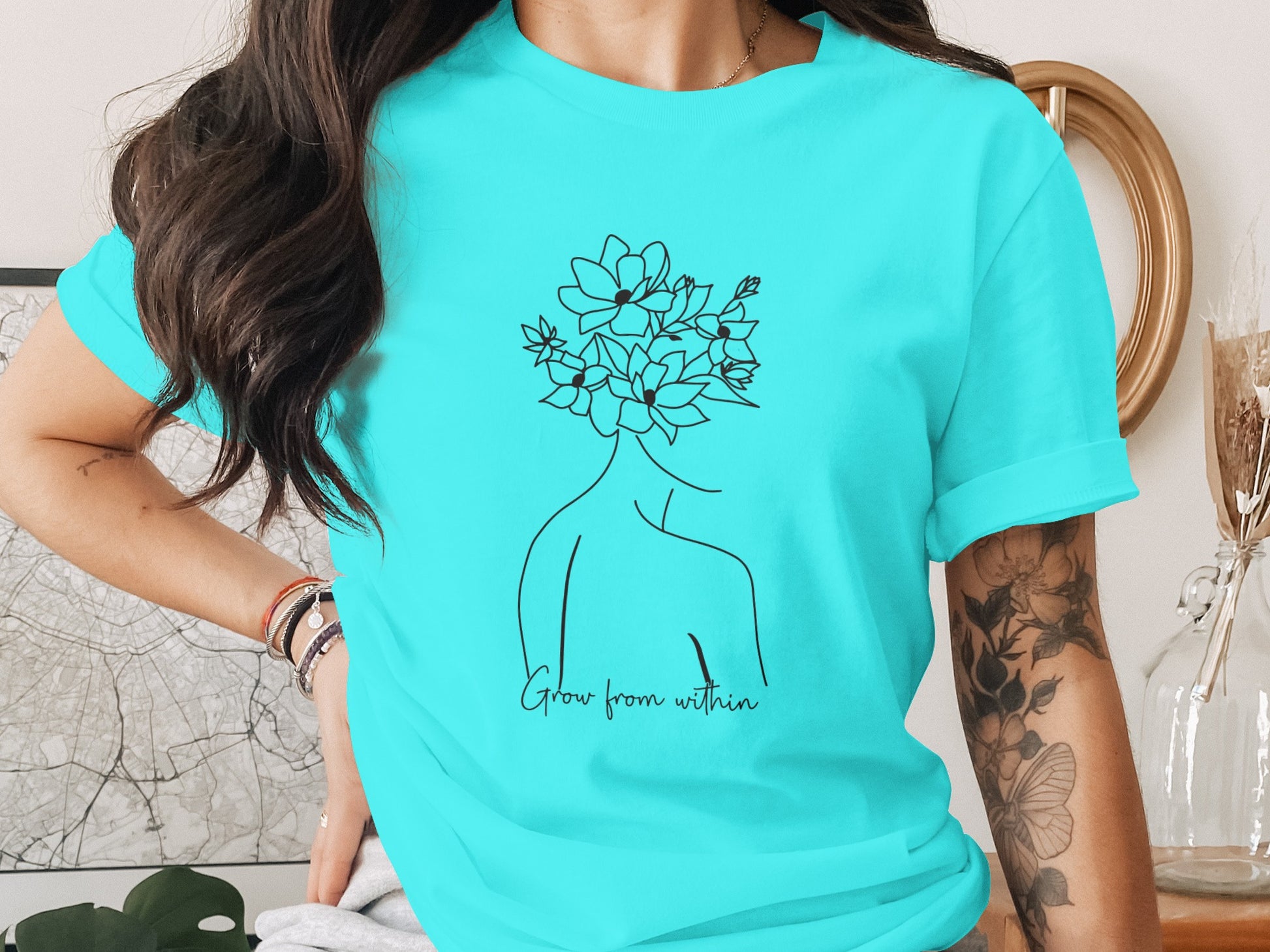 Grow from Within Graphic Teal T-shirt Product