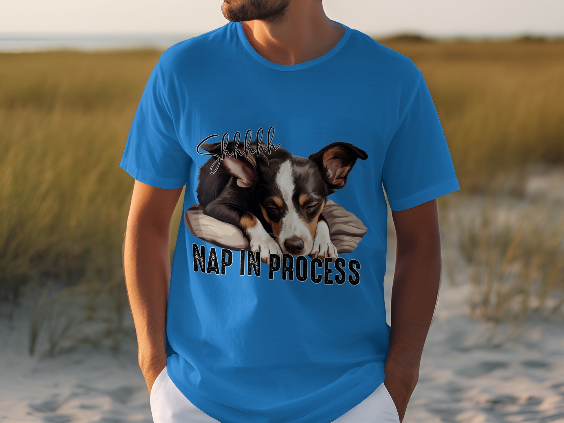 Shhhhh Cute Sleeping Dog Nap In Process Graphic T-shirt