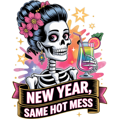 Festive Skeleton Illustration with Cocktail Mug Product