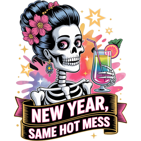 Festive Skeleton Illustration with Cocktail Mug Product