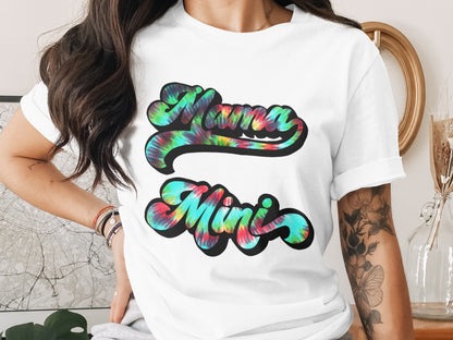 Colorful Tie-Dye Mama Mini Graphic White T-Shirt