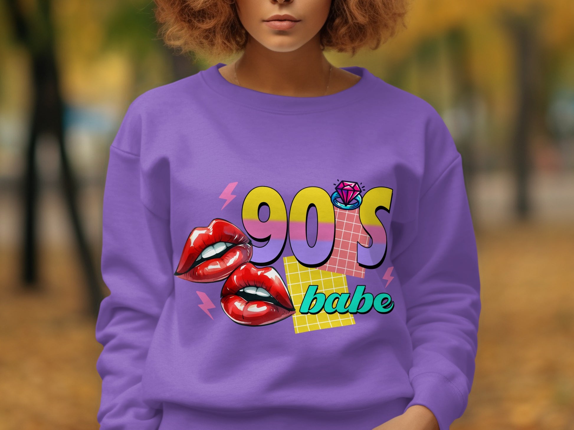Vibrant 90's Babe Graphic Sweatshirt Perfect Retro Wear