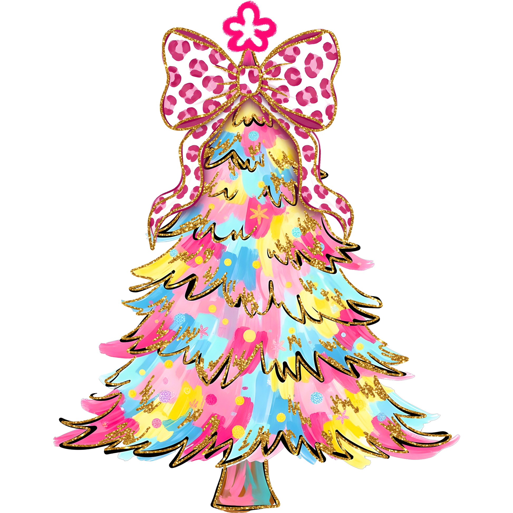 Colorful Festive Christmas Tree Artwork Holiday Decor