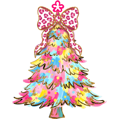 Colorful Festive Christmas Tree Artwork Holiday Decor